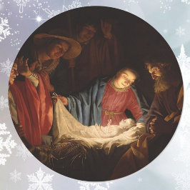 あ来ああ彼を崇拝しようベビーイエス ラウンドシール