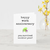 あ生き延びあと1年だ!勤続記念日カード カード (黄色い花)