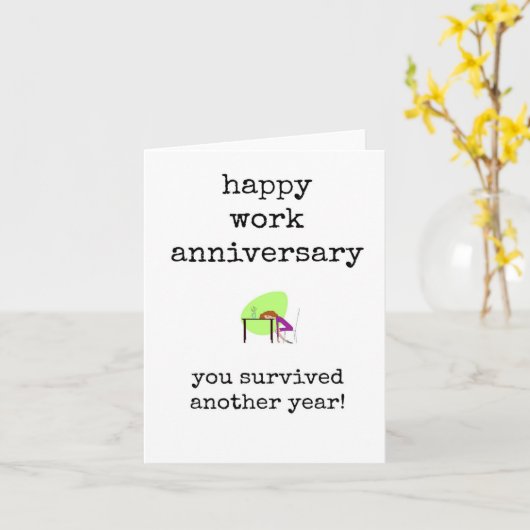 あ生き延びあと1年だ!勤続記念日カード カード (黄色い花)