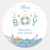 あ航海のあー男の子のシャワーだ ラウンドシール (正面)