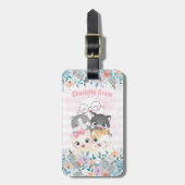 あ~かわいいガーリー幸せ子猫フレンズフローラ名 ラゲッジタグ (正面縦)