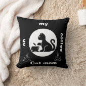 あ～コーヒー猫お母さんおもしろい可愛いモダン黒 クッション (ブランケット)