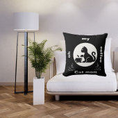 あ～コーヒー猫お母さんおもしろい可愛いモダン黒 クッション