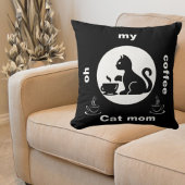 あ～コーヒー猫お母さんおもしろい可愛いモダン黒 クッション