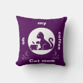 あ～コーヒー猫お母さんおもしろい可愛いモダン黒 クッション (正面)