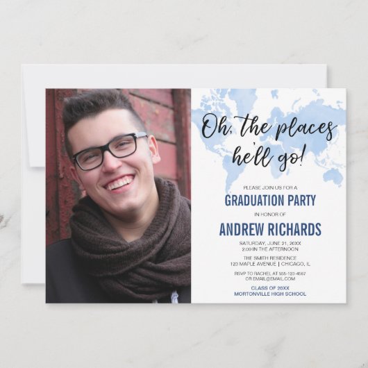 あ~青い卒業パーティーの写真行くぞ 招待状 (正面)