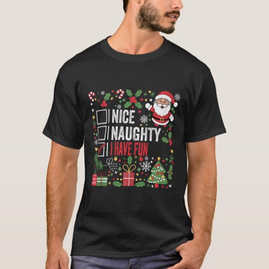 いいいけなよおもしろいおもしろいクリスマスサンタク Tシャツ (正面)