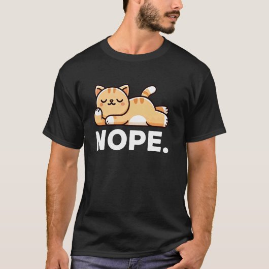 いいえダラ猫 笑える猫 Tシャツ (正面)