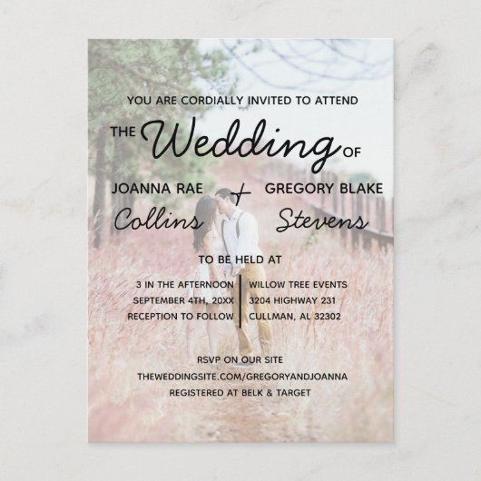 いいえテーマ、ジャストラブ結婚式招待状はがき ポストカード (正面)