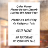 いいえ勧誘、宗教、邪魔しない、静かに ウィンドウサイン (シート2)