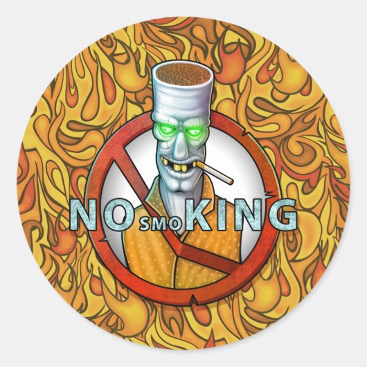 いいえ喫煙のサイン – シガレットおもしろいキャラクター ラウンドシール (正面)