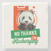 いいえ感謝してい、私はPanda Bear Cub Batteryを充電している ストーンコースター (正面)
