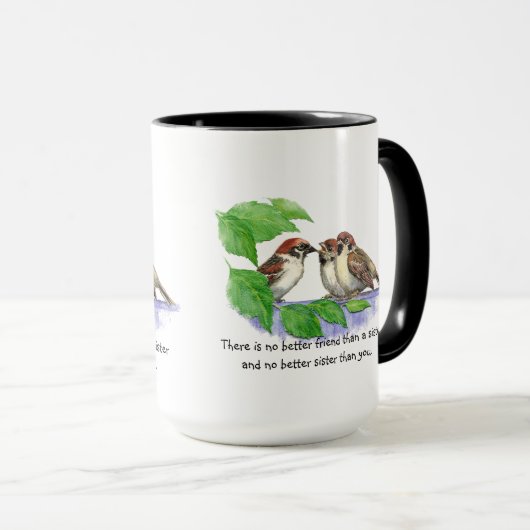 いいえ良い友人の妹引用文バードファミリー マグカップ (正面右)