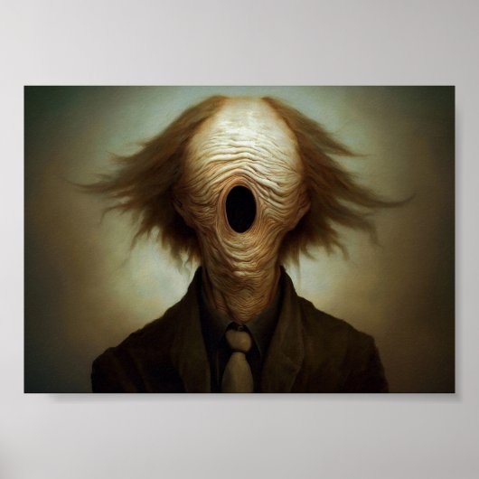 いいえ顔ホラーポートレート ポスター (正面)