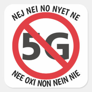 いいえ5Gステッカーに多言語 スクエアシール