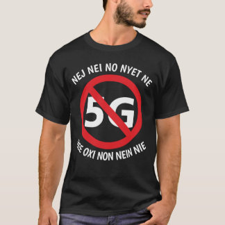 いいえ5G Tシャツに多言語 Tシャツ