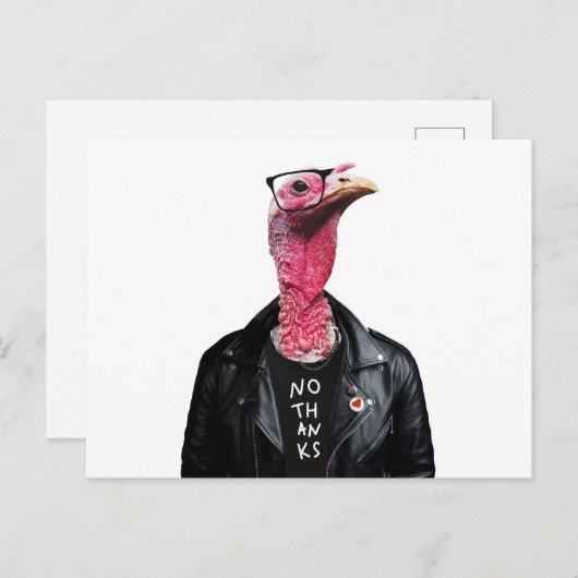 いいえ、ありがとう。眼鏡をかけた面白いトルコ ポストカード (正面/裏面)