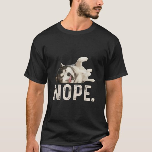 いいえ シベリアンハスキー だらしない Tシャツ (正面)