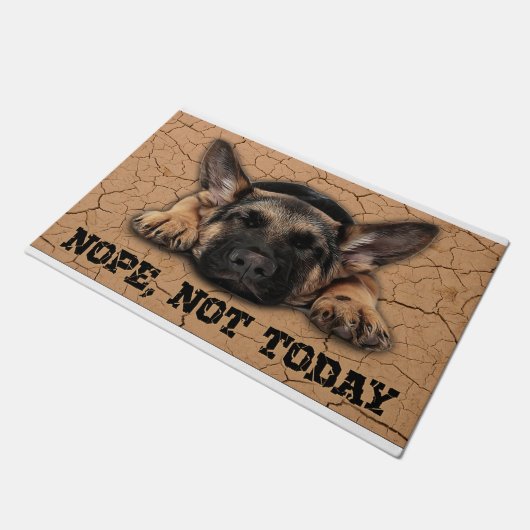 いいえ、今日ではない、犬の恋人、へようこそ ドアマット (アングル)