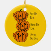 いいえ、聞こえない、悪話いパンプキンのオーナメント セラミックオーナメント (裏面)