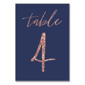 いいえ、4 -魅力的なグリッターのばら色の金ゴールドおよび青い結婚式 テーブルナンバー (正面)