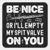 いいな私は私の串弁クラリネットプレーヤーを空にする スクエアシール (正面)