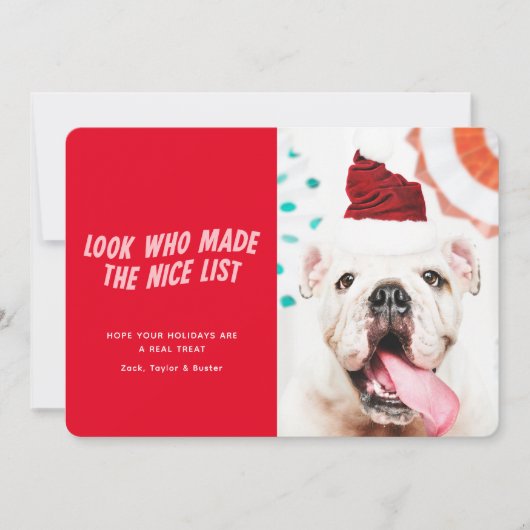 いいリスト |クリスマス・ホリデーのペット犬の写真 シーズンカード (正面)