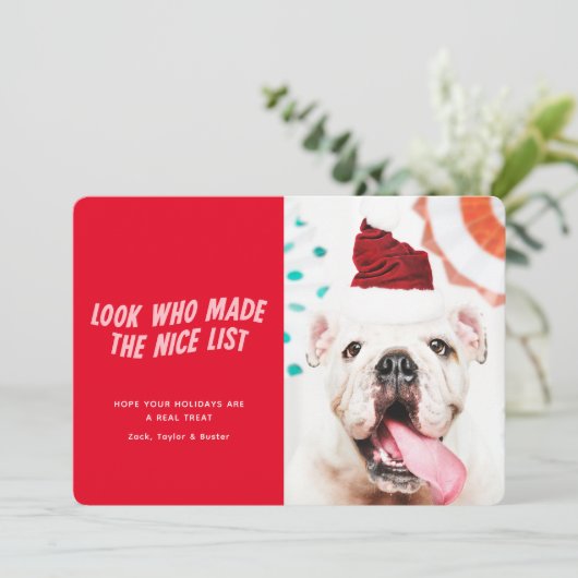 いいリスト |クリスマス・ホリデーのペット犬の写真 シーズンカード (スタンド正面)