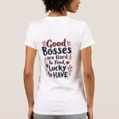 いい上司は見つけるのが難しい だからラッキー Tシャツ (裏面)