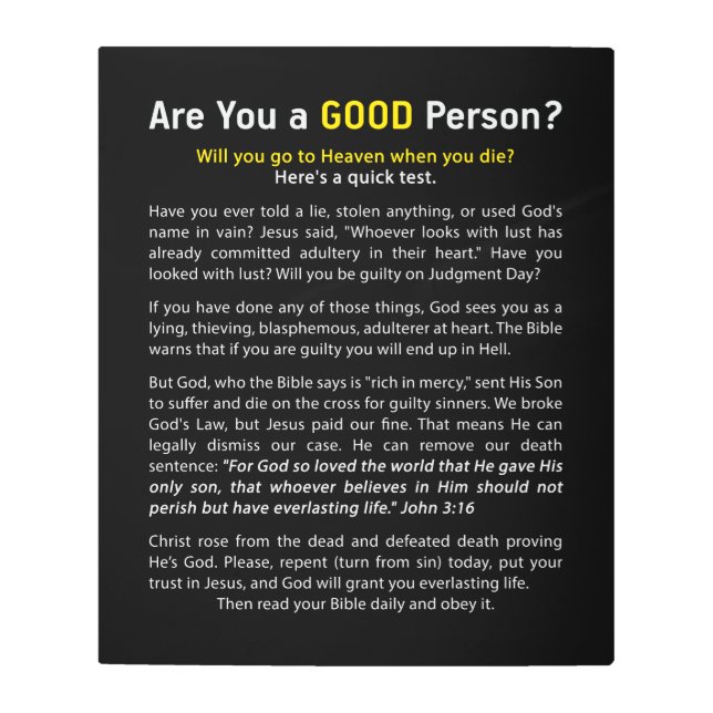 いい人なの？キリスト教信仰フル福音 メタルプリント (正面)