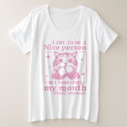 いい人のおもしろいレトロ プラスサイズTシャツ (デザイン正面)