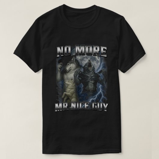 いい人終わり おもしろアルファウルフミーム パパ Tシャツ (デザイン正面)