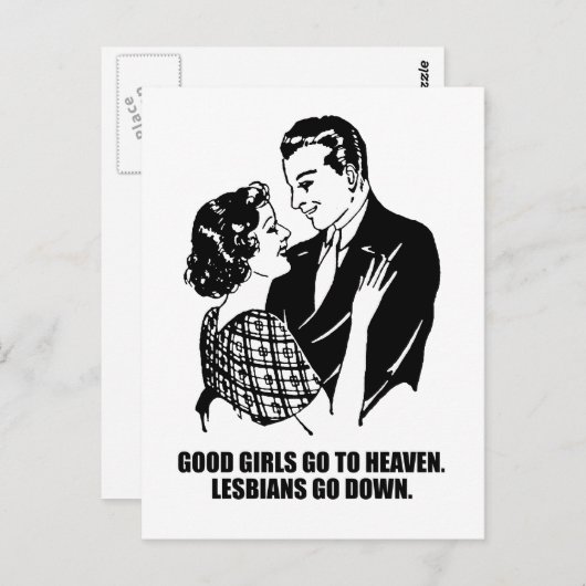 いい女の子は天国に行く。レズビアンはダウンする。 ポストカード (正面/裏面)