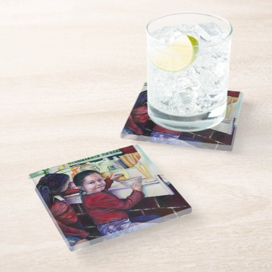 いい女の子は皆アイスクリームを食べる ガラスコースター (アングル)