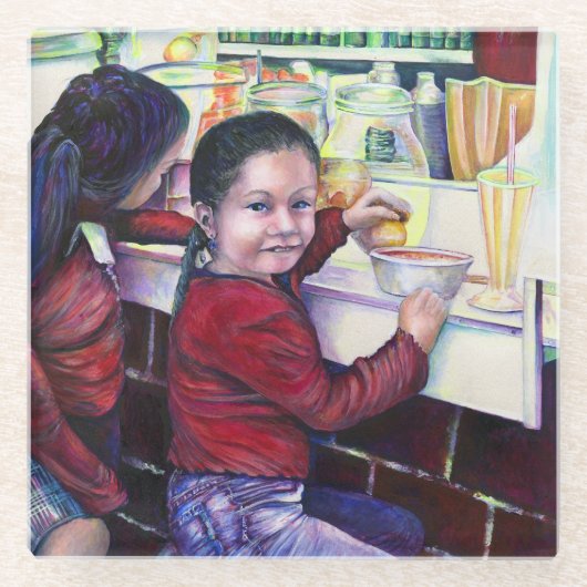 いい女の子は皆アイスクリームを食べる ガラスコースター (正面)