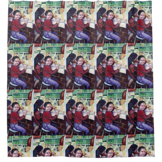 いい女の子は皆アイスクリームを食べる シャワーカーテン (正面)