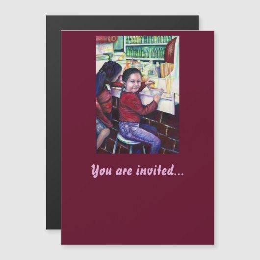 いい女の子は皆アイスクリームを食べる マグネット招待状 (正面/裏面)