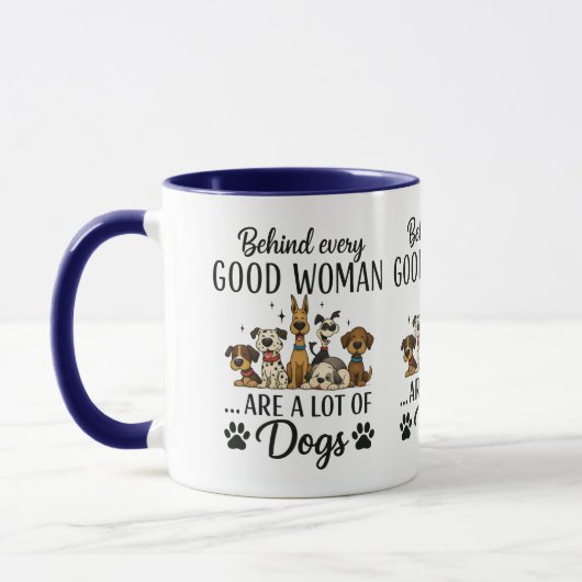 いい女の背後にはたくさんの犬がいる  マグカップ (左)