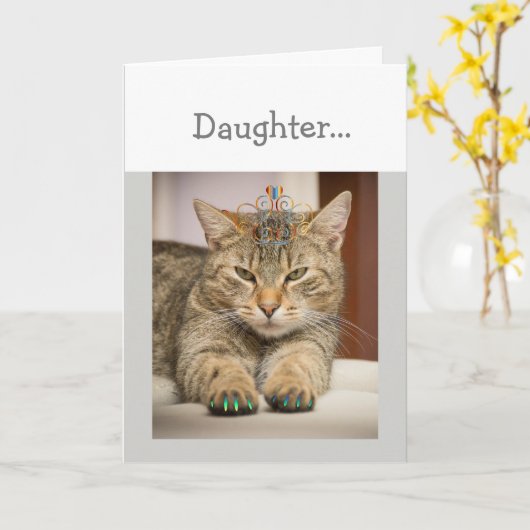 いい娘さん見た猫。誕生日おもしろい動物 カード (黄色い花)