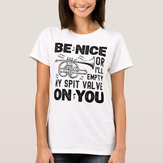 いい子でなければスパットバルブコルネットの先生を空にする Tシャツ (正面)