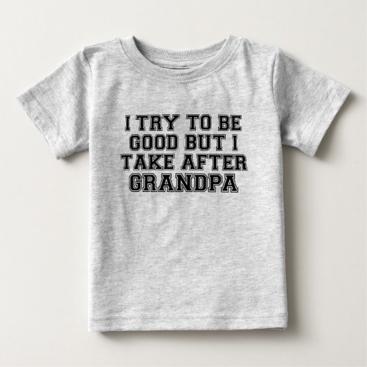 いい子にしようとするけどおじいちゃん似 ベビーTシャツ (正面)