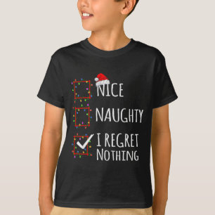 いい子も悪い子も後悔ゼロ クリスマス・プレゼントリスト 冗談 Tシャツ
