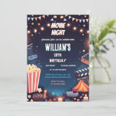 いい子キャンピングポップコーン映画ナイト13歳の誕生日 招待状 (スタンド正面)