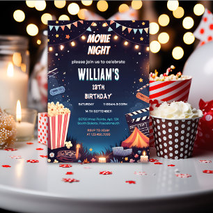 いい子キャンピングポップコーン映画ナイト13歳の誕生日 招待状