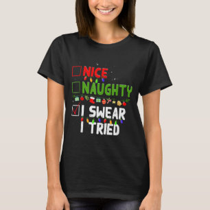 いい子悪い子私誓う本気出した家族Xmas面白いクリスマス Tシャツ