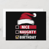 いい悪い 私の誕生日クリスマスリスト サンタ シーズンカード (正面/裏面)