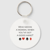 いい手のTシャツを持っているときに女性を必要とする キーホルダー (正面)