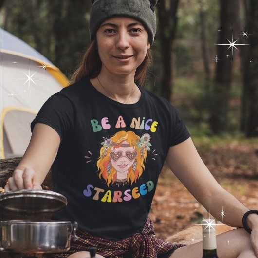 いい星種のヒッピーの花の子グラフィックである Tシャツ