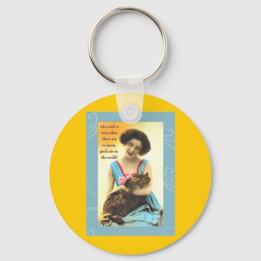 いい猫が沢山いる男が キーホルダー (正面)