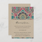 いかだボホトバルイカットピンクティール(緑がかった色)結婚披露宴 エンクロージャーカード (正面/裏面)